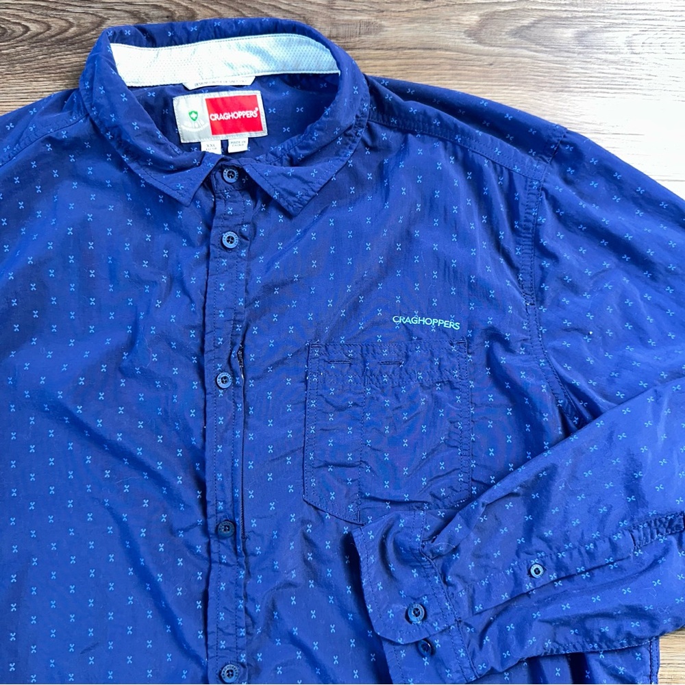 Craghoppers Men Insect Shield Long Sleeve‎ Shirt XXL Navy Blue Button Nosilife